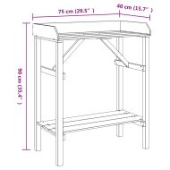 Маса за засаждане с рафт Естествен 75 x 40 x 90 см