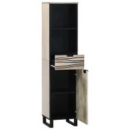 Шкаф за мивка в баня Бяло 38 x 33 x 160 см Инженерно дърво