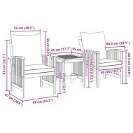 Градински Софа Комплект с възглавница 3 pcs Натурален маслен