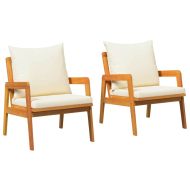 Градински стол 2 pcs Натурален маслен Солидно акациево дърво