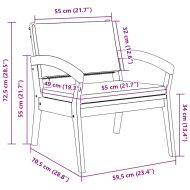 Градински стол 2 pcs Натурален маслен Солидно акациево дърво