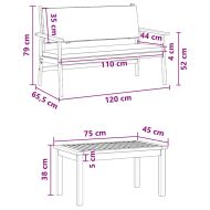 Градински Софа Комплект 2 pcs Антрацит Солидно акациево дърво