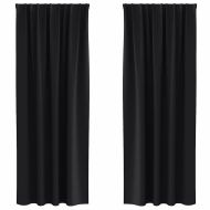 Завеси за затъмняване с пръстени 2 pcs Черно 260 x 140 см