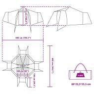 Палатка типи с покрив Синьо 492 x 492 x 275 см тафта