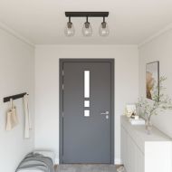 Таванен спот с прожектори Черно 54 x 13 x 26 см Стъкло и метал