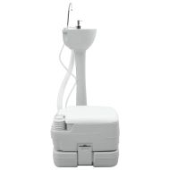 Комплект тоалетна за къмпинг 2 pcs Сив и бял