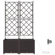 Градинска саксия 2 pcs Кафяво Стомана