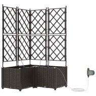 Градинска саксия 3 pcs Кафяво Стомана