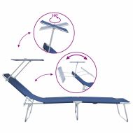 Шезлонг 2 pcs Синьо 58 x 188 x 77см Полиестер
