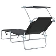 Шезлонг 2 pcs Черно 58 x 188 x 77см Полиестер