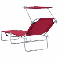 Шезлонг 2 pcs Червено 58 x 188 x 77см Полиестер