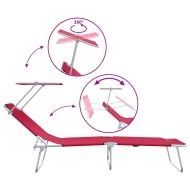 Шезлонг 2 pcs Червено 58 x 188 x 77см Полиестер
