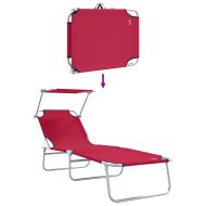 Шезлонг 2 pcs Червено 58 x 188 x 77см Полиестер