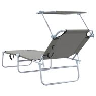 Шезлонг 2 pcs Сив 58 x 188 x 77см Полиестер