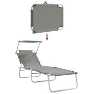 Шезлонг 2 pcs Сив 58 x 188 x 77см Полиестер