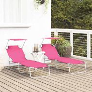 Шезлонг 2 pcs Розово 58 x 188 x 77см Полиестер