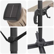 Плажен чадър Таупе 351 x 250 x 253 см Полиестер и алуминий