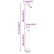 Душ на слънчева енергия за открито Черно 217 см PVC и алуминий