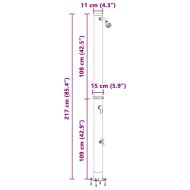Душ на слънчева енергия за открито Черно 217 см PVC и алуминий