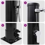 Душ на слънчева енергия за открито Черно 217 см PVC и алуминий