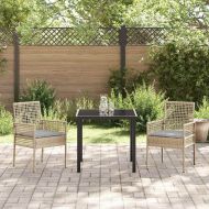 Градински стол 2 pcs Бежово 55 x 53 x 85 см полиратан