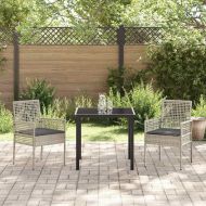Градински стол 2 pcs Светлосиво 55 x 53 x 85 см полиратан