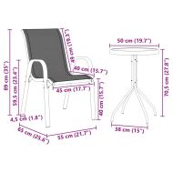 Градински бистро комплект 3 pcs Черно Стомана