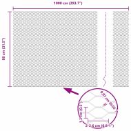 Шестоъгълна ограда 0,8 x 10 m ПВЦ Сиво