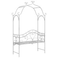 Градинска пейка Антично бяло 121 x 48 x 200 см Стомана