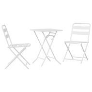 Градински бистро комплект 3 pcs Бяло Стомана