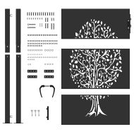 Градинска врата Черно 110 x 155 см Прахово покритие стомана