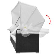 Градински комплект с навес, 7 части, черен полиратан