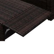 Градински лаундж комплект с възглавници 2 части полиратан кафяв