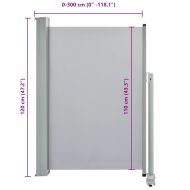 Прибираща се странична тента, 120х300 см, сива