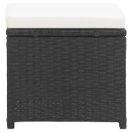 Градински табуретки с възглавници, 2 бр, черен полиратан