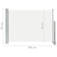 Прибираща се дворна странична тента, 80x300 см, кремава
