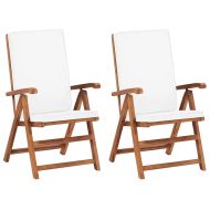 Накланящи градински столове, 2 бр, тиково дърво, кремави