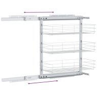 Издърпваща се кошница за кухня 3 нива сребриста 47x25x56 см