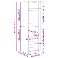Гардероб, дъб сонома, 50x50x200 см, инженерно дърво
