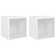 ТВ шкафове, 2 бр, бели, 37x35x37 см, инженерно дърво