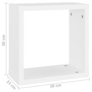 Стенни кубични рафтове, 2 бр, бели, 30x15x30 см