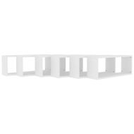 Стенни кубични рафтове, 6 бр, бели, 60x15x23см, инженерно дърво