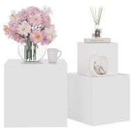 Странични масички, 3 бр., бяло инженерно дърво