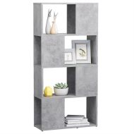 Библиотека, бетонно сива, 60x24x124,5 см, инженерно дърво