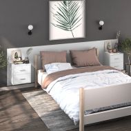 Нощни шкафчета за стенен монтаж, 2 бр, бели