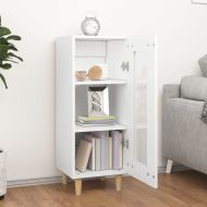 Сайдборд, бял, 34,5x34x90 см, инженерно дърво