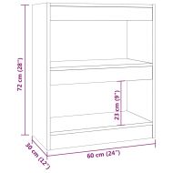 Библиотека/разделител за стая, опушен дъб, 60x30x72 см
