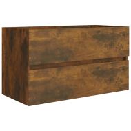 Шкаф за мивка, опушен дъб, 80x38,5x45 см, инженерно дърво