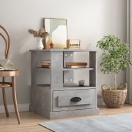 Странична маса, бетонно сива, 50x50x60 см, инженерно дърво