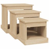 Кафе маси, 3 бр, дъб сонома, инженерно дърво